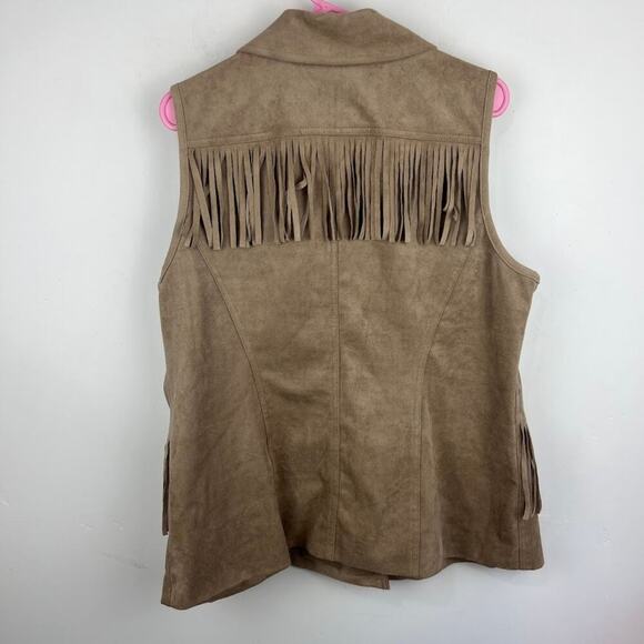 Chico's tan faux suede fringe vest festival womens size 2 US: Large - Picture 5 of 8